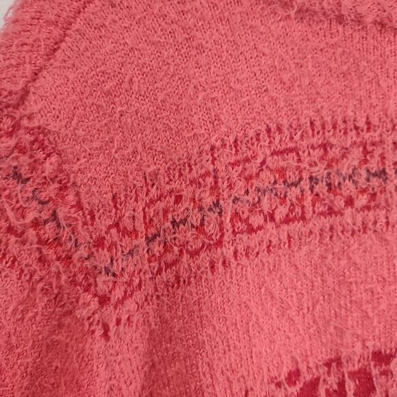 Women's Red/Orange Fuzzy Soft Cardigan - Picture 6 of 6